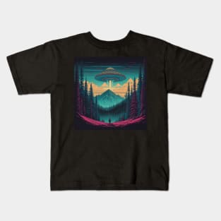 UFO Chronicles Podcast - UFO Glitch Artwork V5 Kids T-Shirt